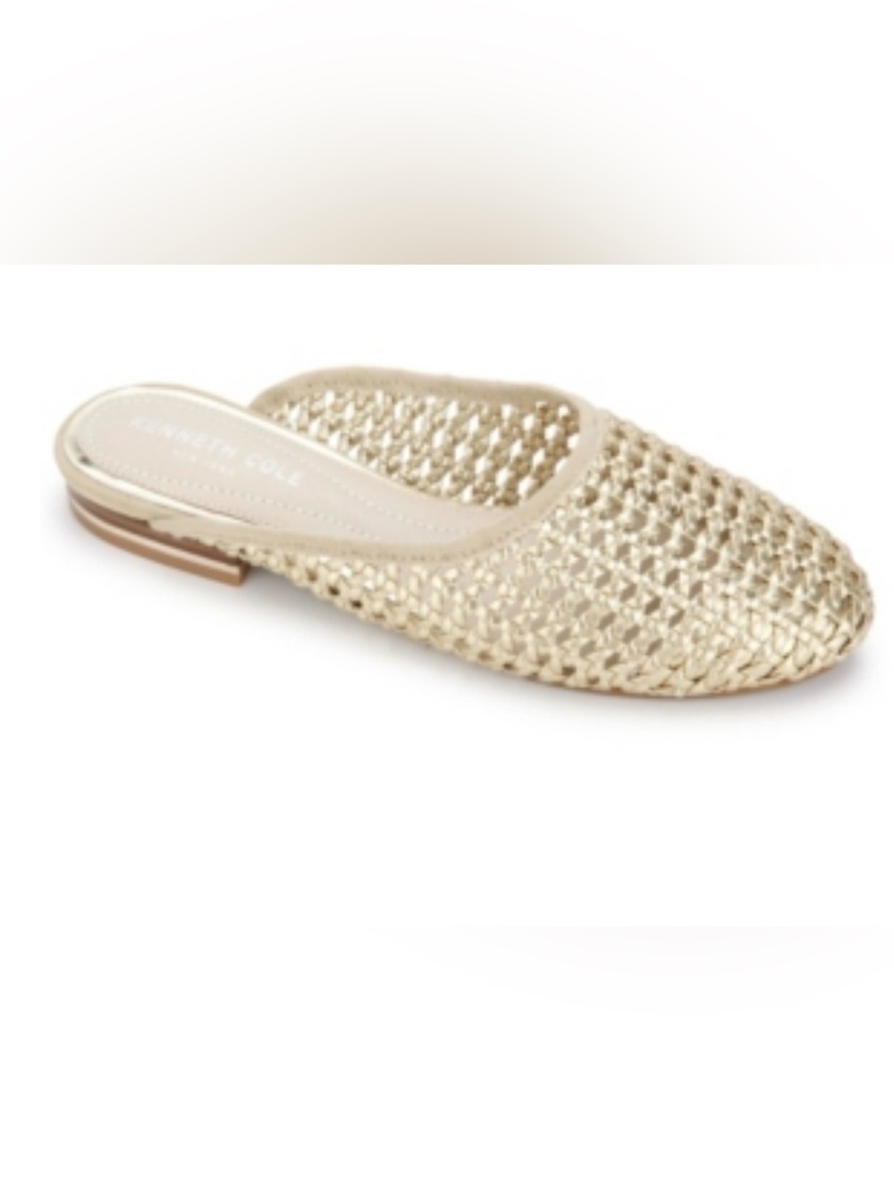NWOT! Kenneth Cole Metallic Woven Slip-On Mules - Gold